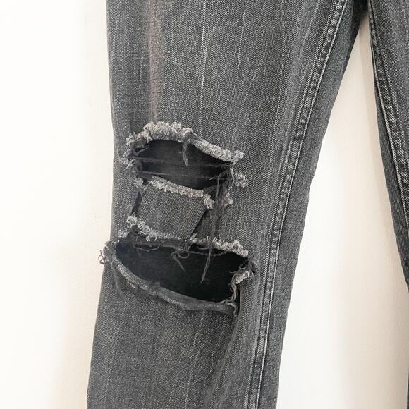 ABERCROMBIE Ultra High Rise Ankle Straight Distressed Curve Love Jeans Black 26 - Picture 4 of 9